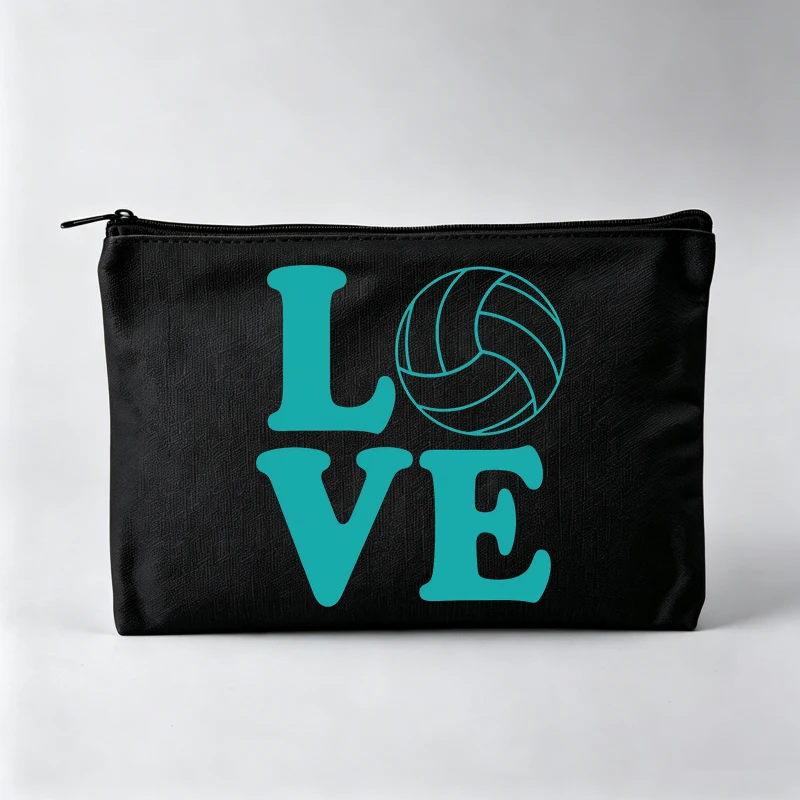 Volleyball Letter Print Makeup Bag, Casual Cosmetic Pouch for Daily Use