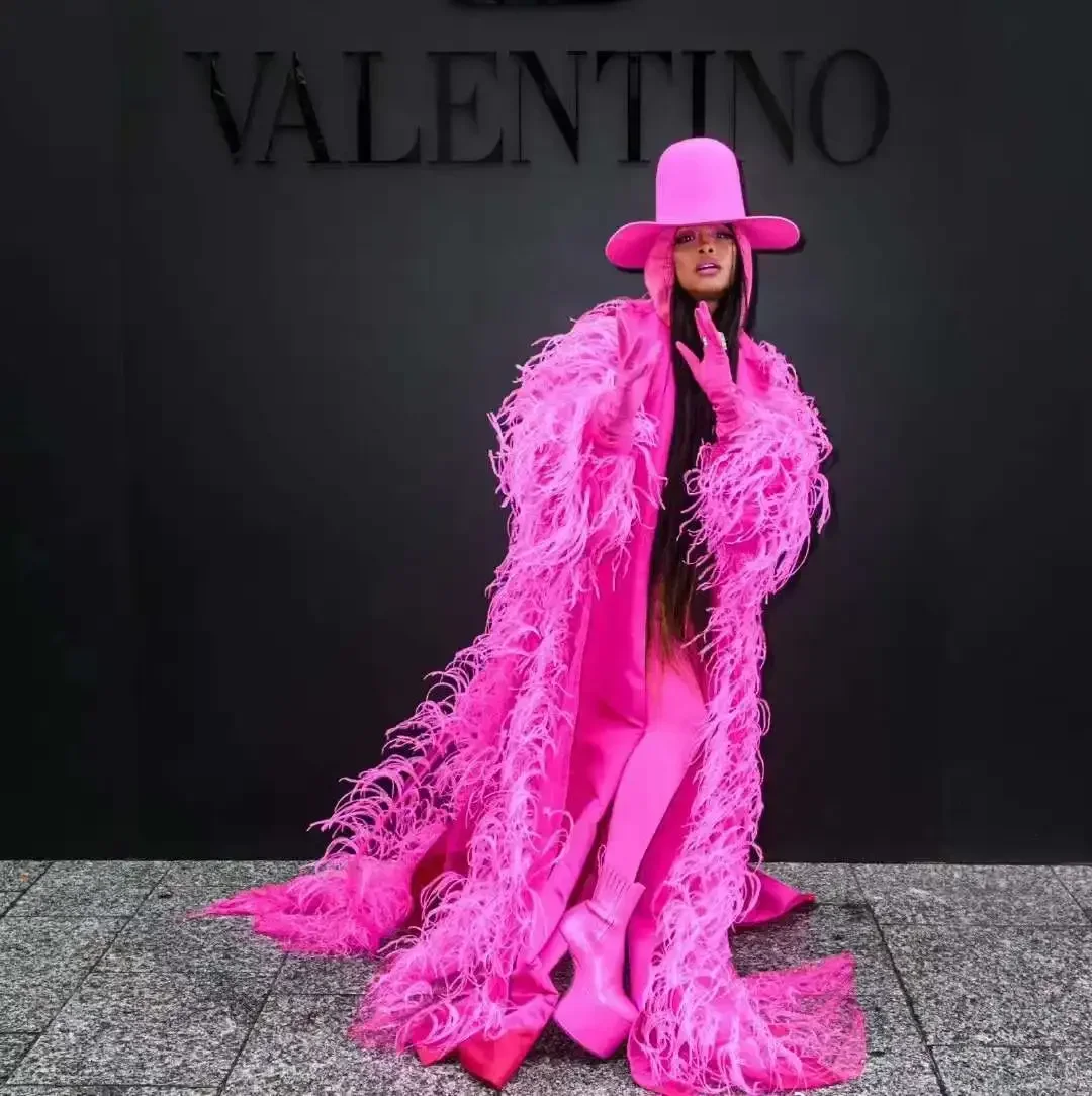 2M Rose Pink Ostrich Feather Boa Shawl 1-10ply Wysokiej jakości Ostrich Plumas Scarf Feather Trim Dress Shirt Top Decoration Crafts