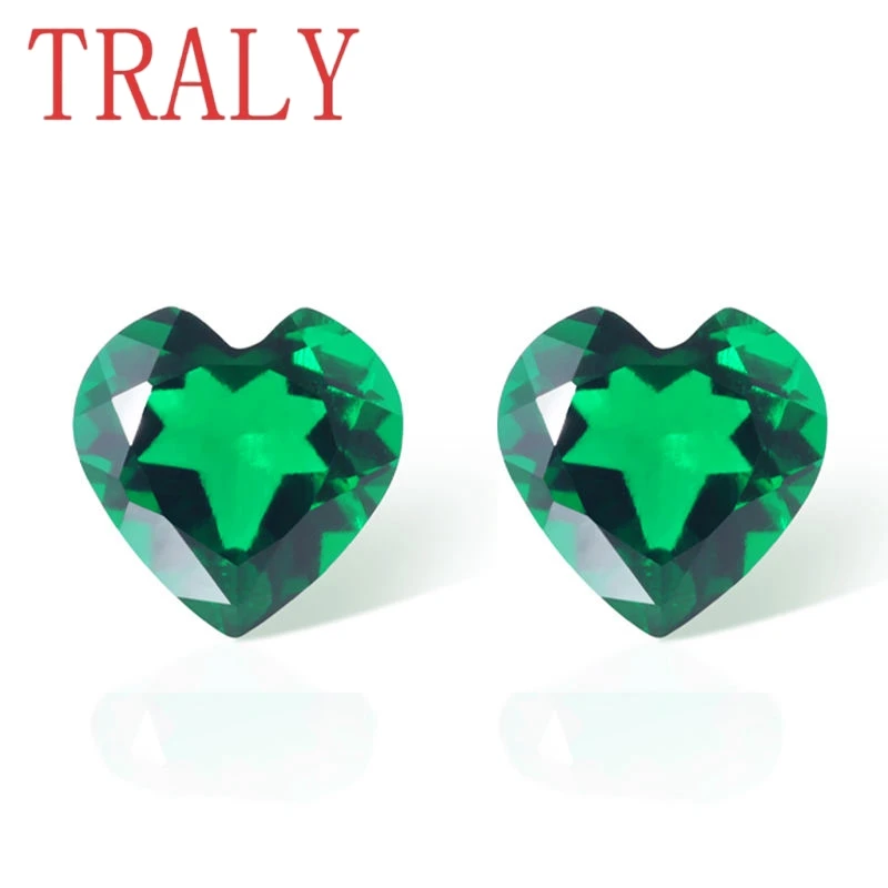 

Изумруд Замбии в форме сердца 5x5 мм-7x7 мм, лабораторные выращенные драгоценные камни зеленого цвета, синтетический незакрепленный камень для маркировки ювелирных изделий