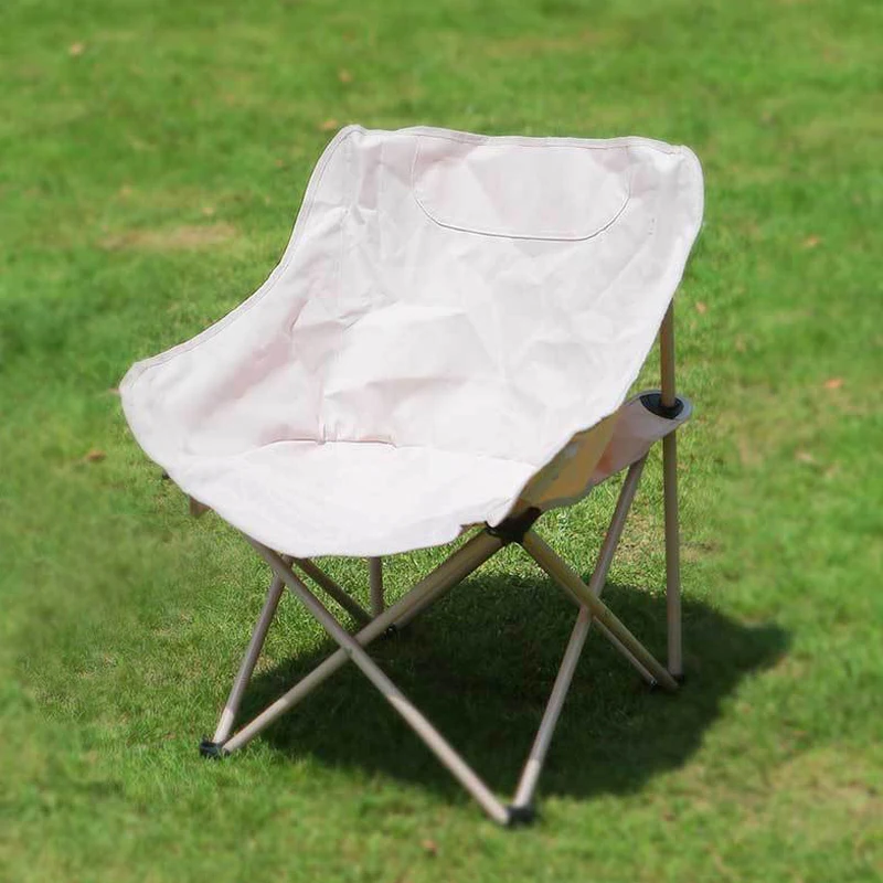 

Outdoor Folding Moon Chair Portable Camping Chair with Pocket Collapsible Fishing Stool for Yard Barbecue Garden Picnic Beach