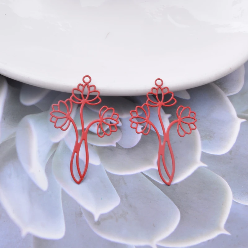 30 Stück AC11412 Filigrane Dünne Blumenanhänger DIY Ohrring Anhänger Zubehör – Detail 11