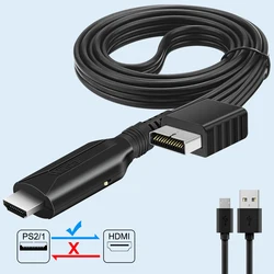 Adaptateur Full HD 1080P avec câble d'alimentation DC 5V pour PS2 vers HDMI, compatible TV, moniteur, budgétaire, ordinateur PC, mâle vers mâle