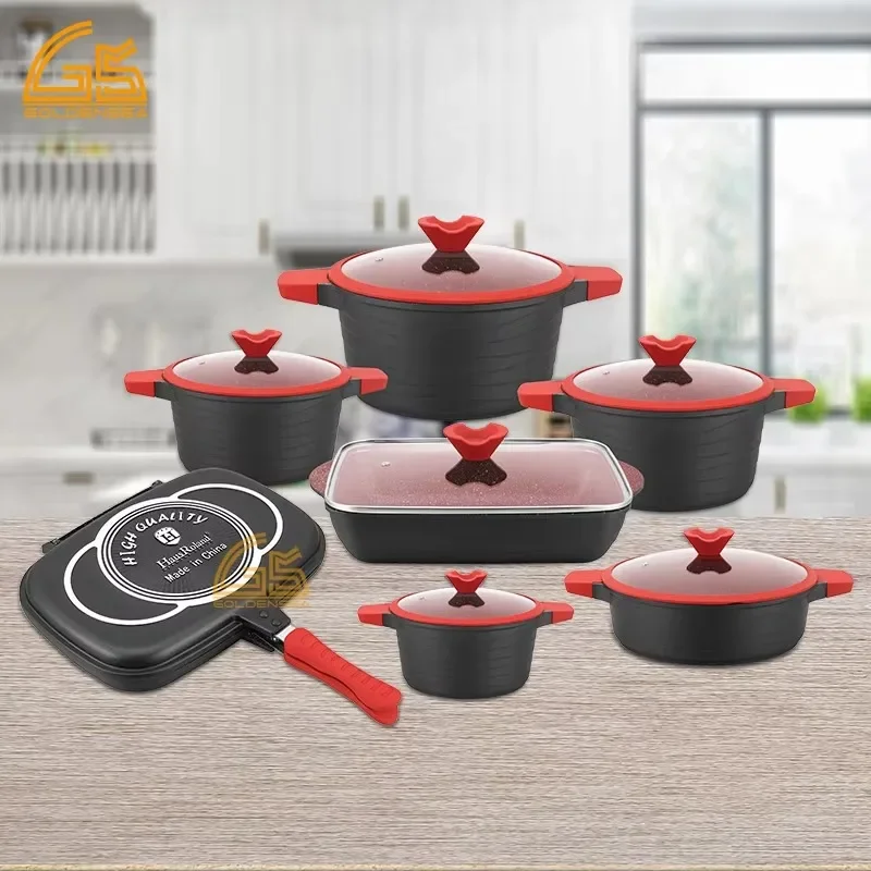 Kitchen 10pcs Cast Aluminum Non-stick Cooking Pot Non-stick Cookware Set Non-stick Coated Pots and Pans