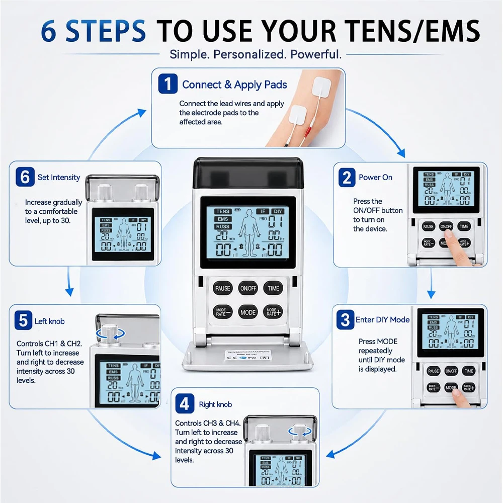 TENS and EMS Unit with 80 Modes and 4 Channels