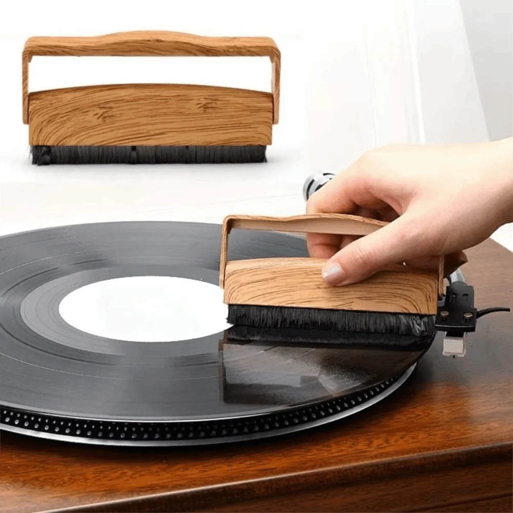 Anti Static Vinyl Record Cleaning Brush Wooden Handle Lightweight Turntable Dust Remover Carbon Fiber Bristle