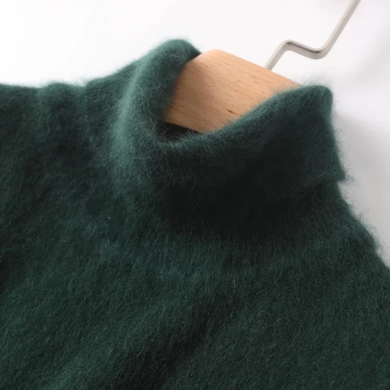 Man Jumpers 100% Mink Cashmere Knitted Sweaters Hot Sale Soft Turtleneck Winter Thick Warm 8Colors Men Sweater