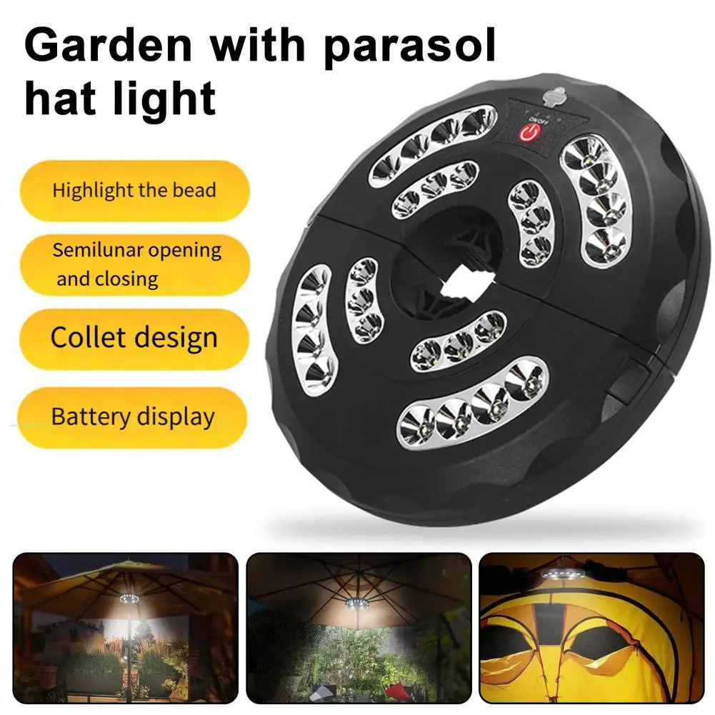 Yard Umbrella Light Super Bright Type-c Rechargeable Patio Umbrella Lamp with Power Display for Outdoor Camping Garden Use Patio