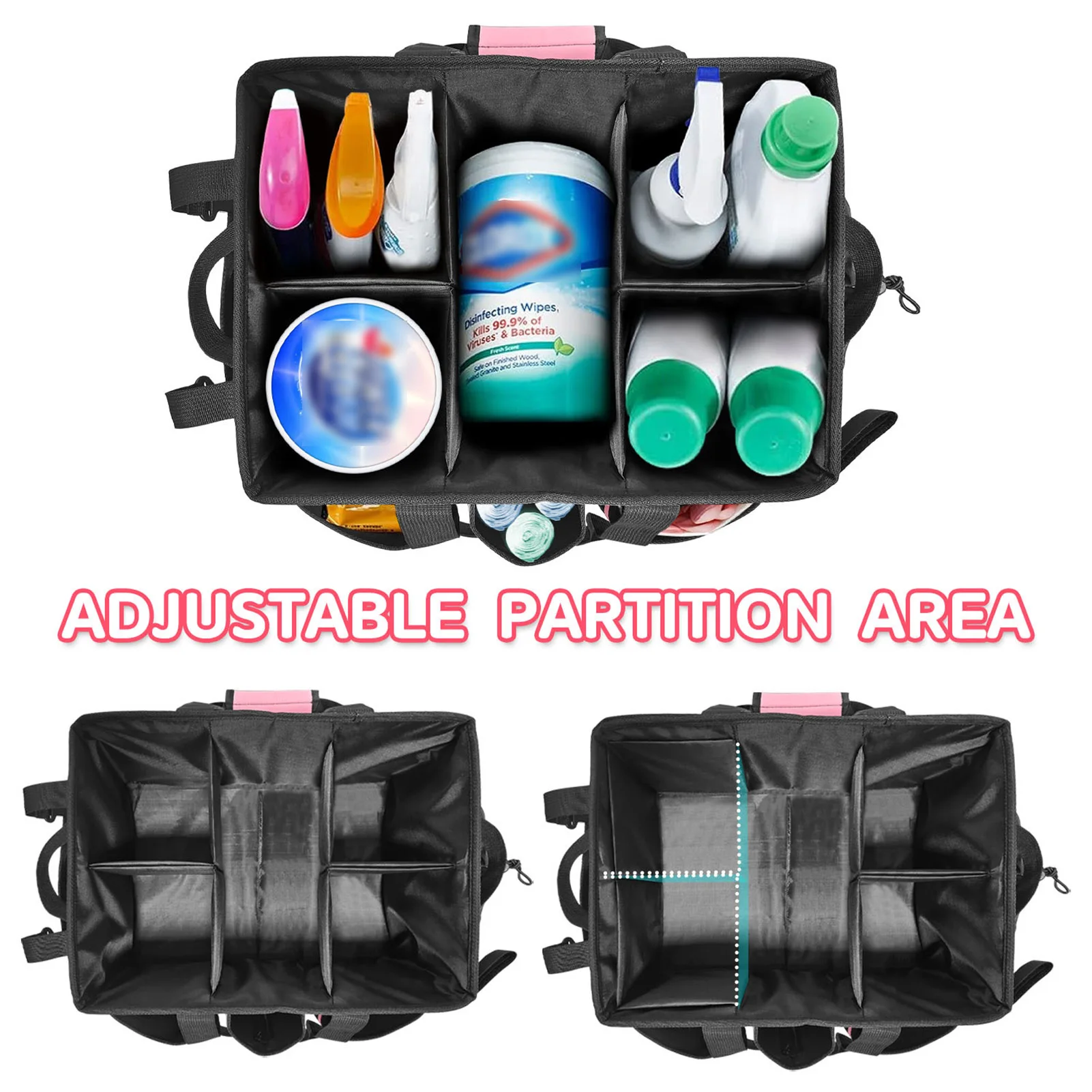 

Многофункциональная сумка для уборочного инвентаря с боковыми сетчатыми карманами, профессиональный диспенсер для мусорных пакетов, подходит для садовых принадлежностей