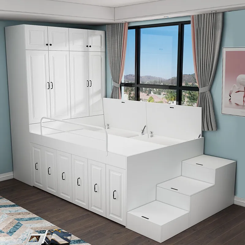 

Tatami storage multi-functional bed cabinet integrated combination cloakroom small apartment children's bed