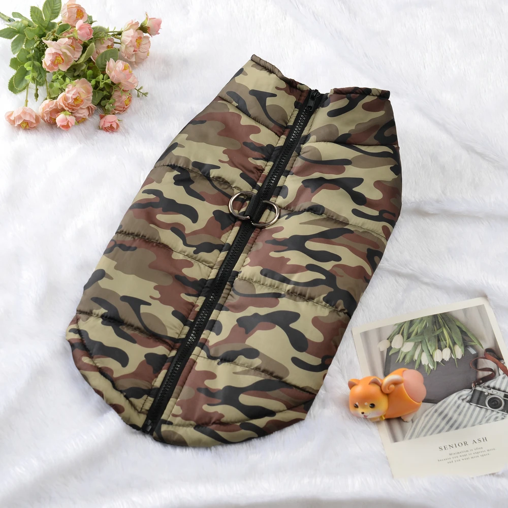 Autumn Winter Dog Jacket Coat for Small Big Dogs Cats Windproof Puppy Camouflage Print Clothes Golden Retriever Pug Pet Clothing