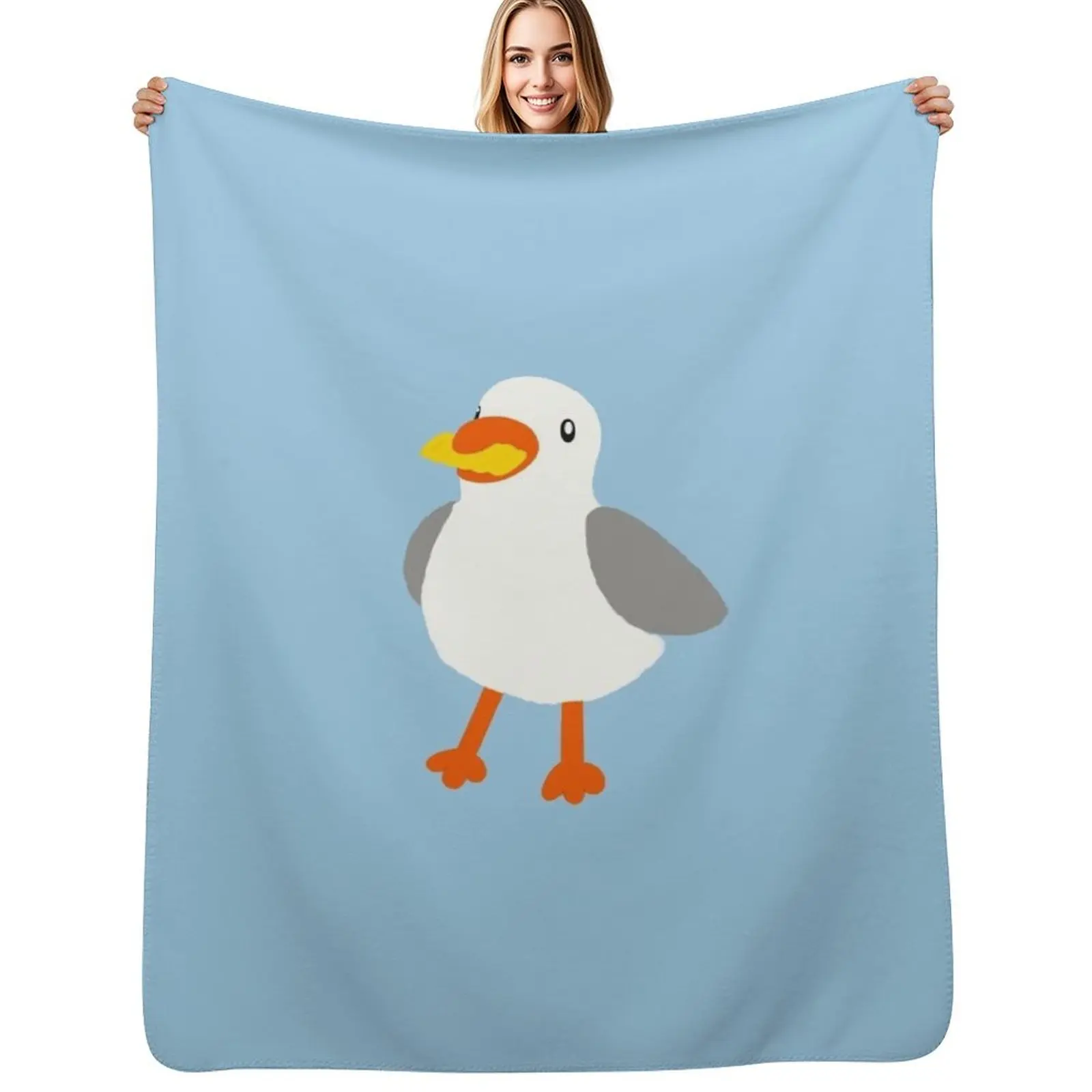 

Seagull With A French Fry Throw Blanket Warm Flannel Blanket for Couch Chair Bedroom