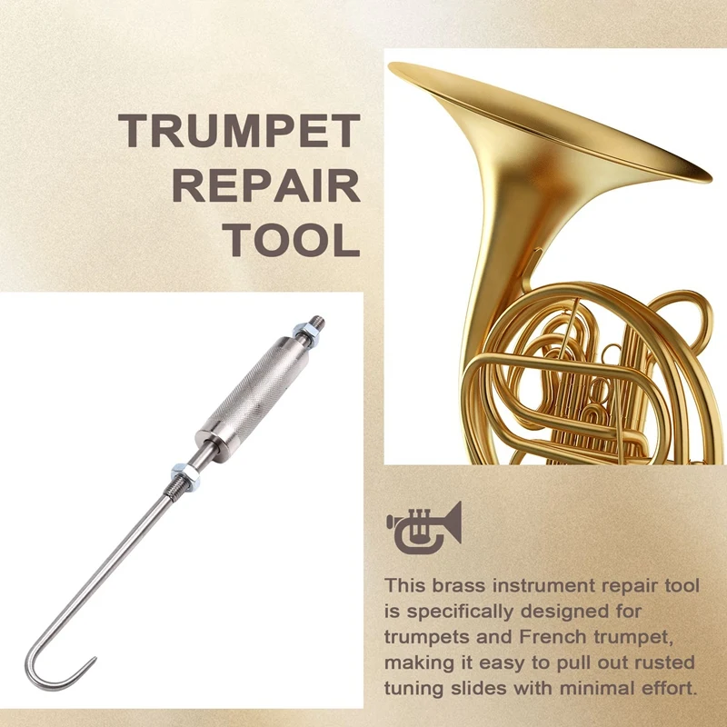 Trumpet Repair Tool Brass Instrument Repair Tool Tuning Slide Puller Remover Polishing Bracket Puller Tool for Flute Sax-FS view 2