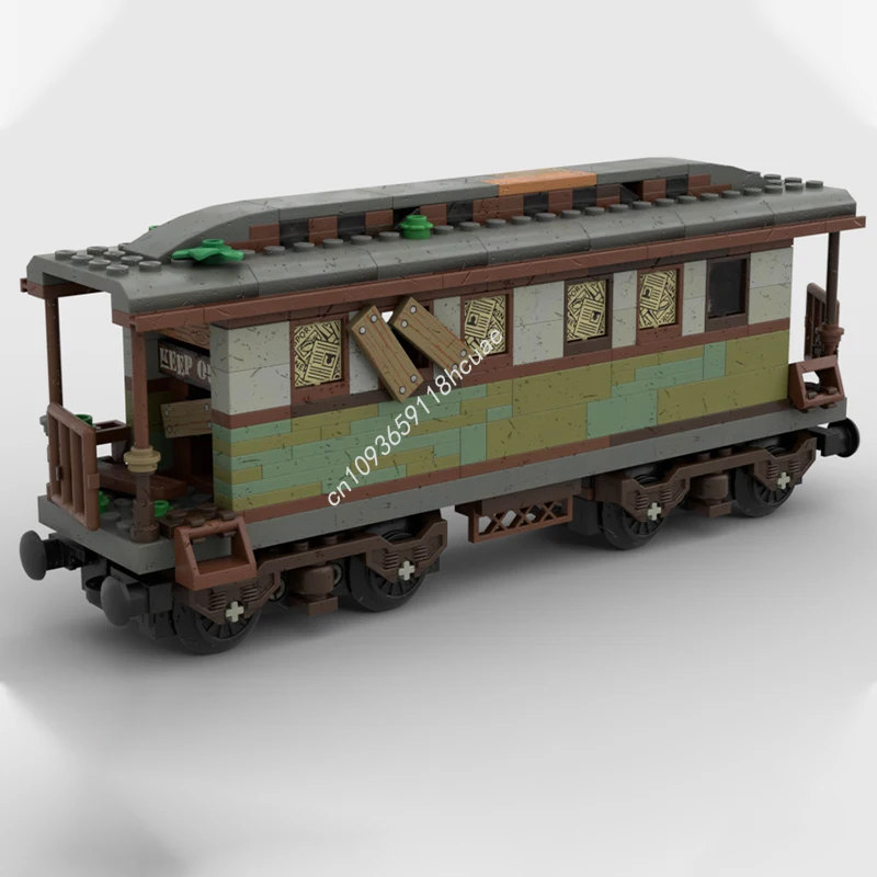 371 قطعة MOC مهجورة قطار المدرب نموذج اللبنات ألعاب الطوب الإبداعية فكرة الحرف الهندسة المعمارية هدايا عيد الميلاد