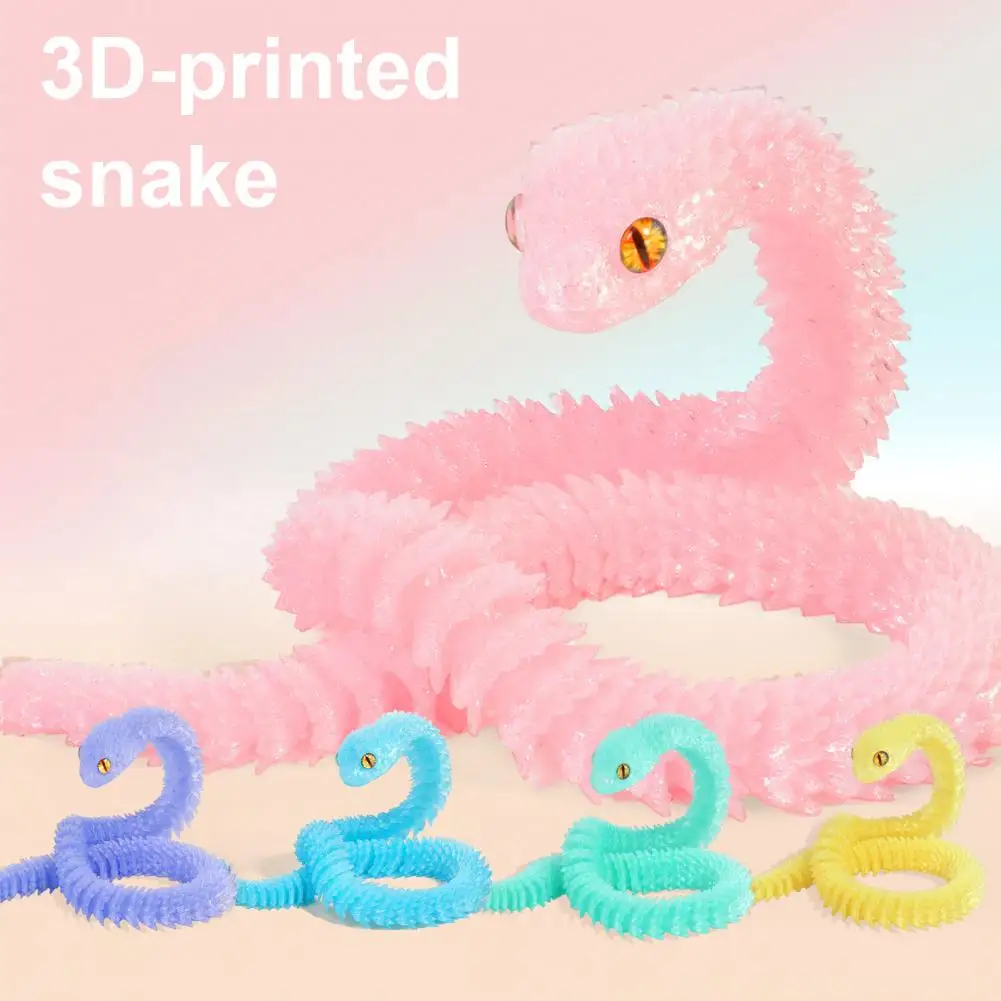 30cm/40cm/60cm 3D Printed Snake Ornament Movable Joints Snake Figurine Bedside Table Snake Figurine Prank Toy Desk Decor