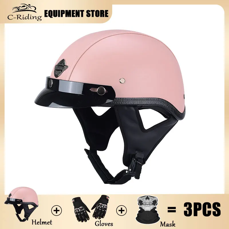 Open Face Retro Motorbike Helmet Vintage Motocycle Helmets Scooter Biker Motorbike Racing Riding Safety Cap Casco Moto