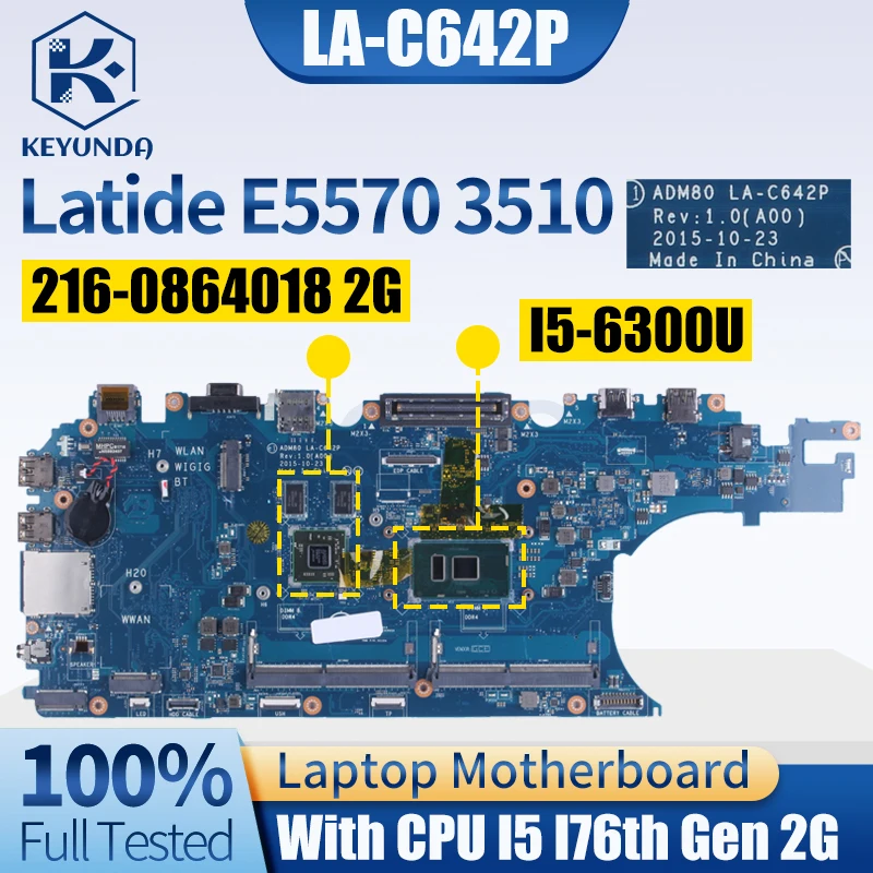 

For Dell Latitude E5570 3510 Notebook Mainboard LA-C642P 0GVKV9 0J1PDD i5 i7 6th Gen 2G Laptop Motherboard