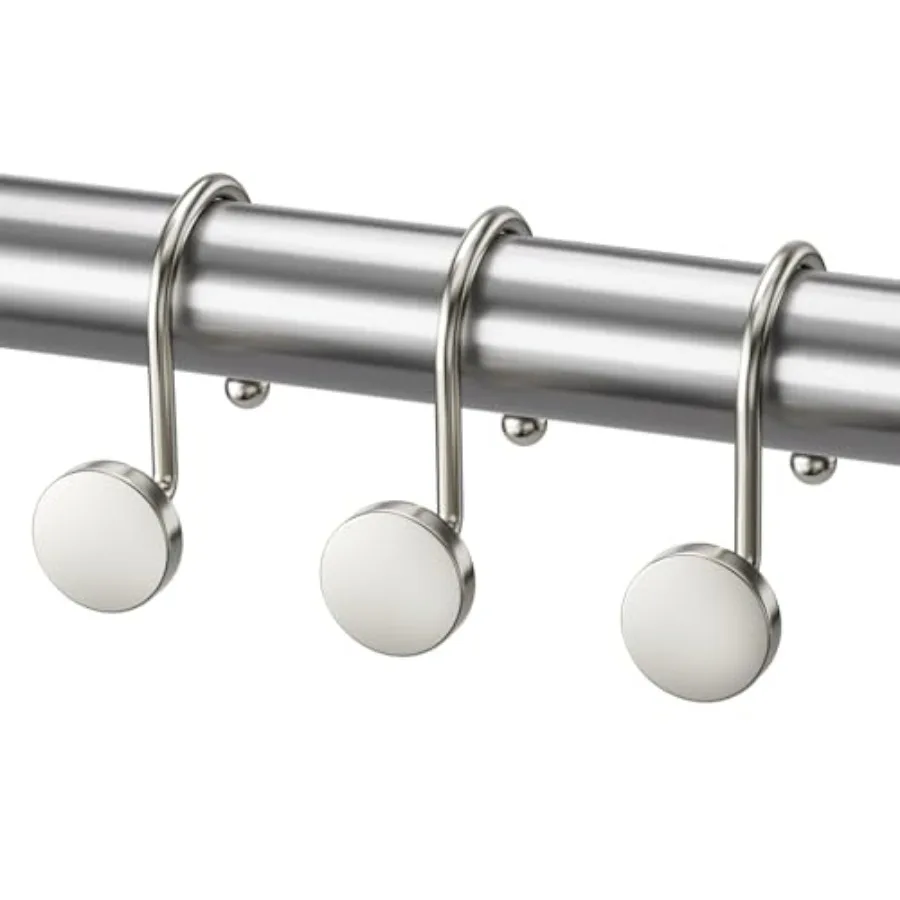 

Shower Curtain Hooks Brushed Nickel Shower Curtain Rings, Heavy Duty Modern Decorative Shower Curtain Hooks Rust Proof Smooth G