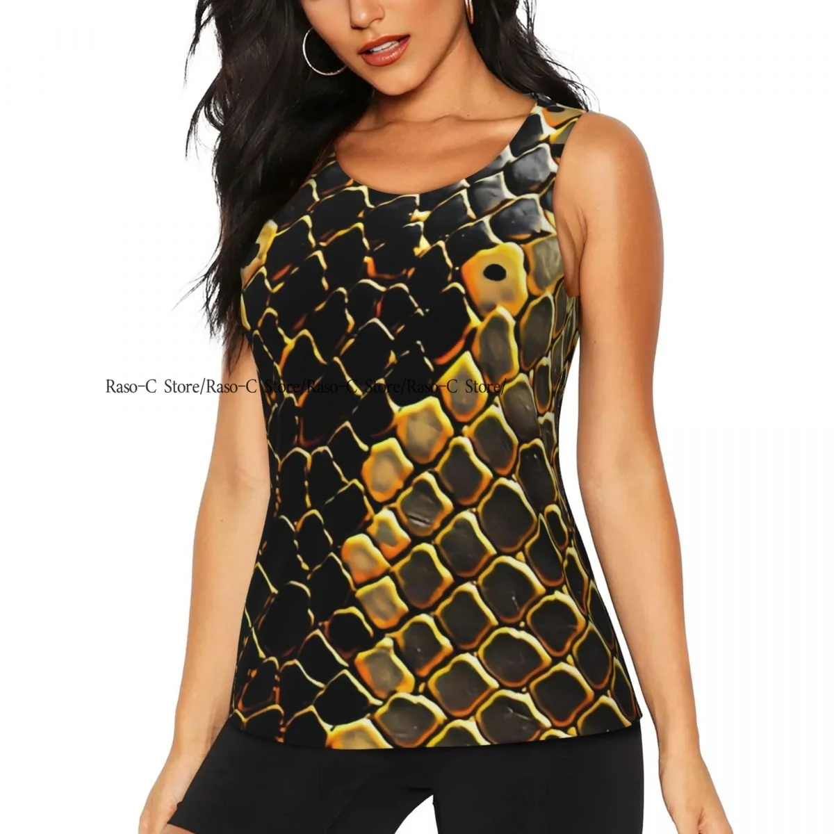 

Women's Sleeveless Yoga Tank Top Snake Scale Pattern Quick Dry Running Training Sports Vest Yoga Shirts