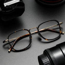 Acetate Titanium optical eye Glasses Frame for Men 2023 Vintage Square myopia Prescription Eyeglasses Women Spectacles Eyewear