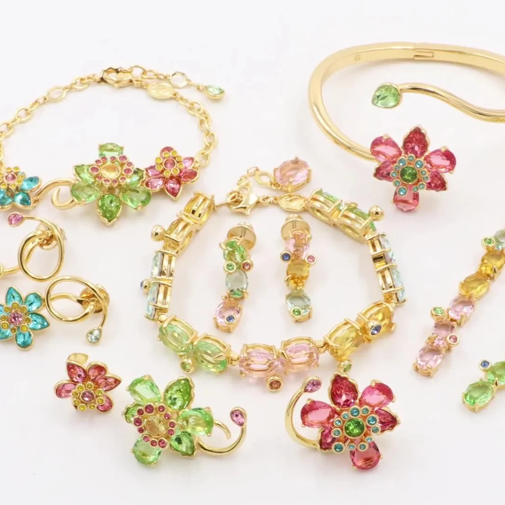 

Original Jewelry Magic Garden Flower Crystal Boutique Irregular Earring Exquisite Necklace Ring Bracelet Wedding Gift for Women
