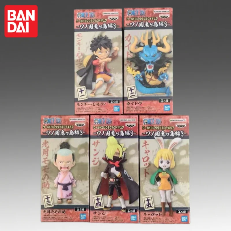 En stock, Bandai Original Banpresto Wcf One Piece Luffy Momonosuke, figura de acción, modelo de muñeca, nuevo en caja, juguetes de personajes de Anime