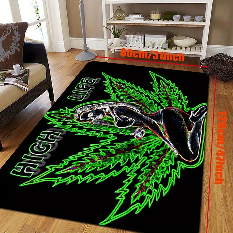 Psychedelic Beauty Leaf Pattern Floor Mat Comfortable Anti-slip Anti-fouling And Waterproof Mat For Living Room Bedroom Kitchen