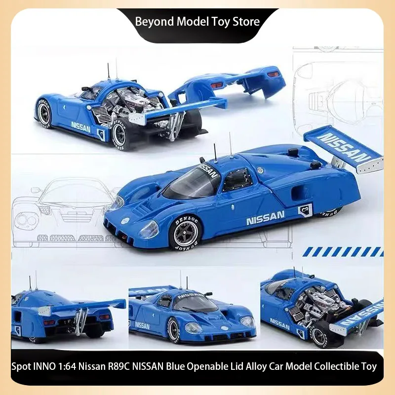 

Spot INNO 1:64 Nissan R89C NISSAN Синяя открывающаяся крышка из сплава, модель автомобиля, Коллекционная игрушка