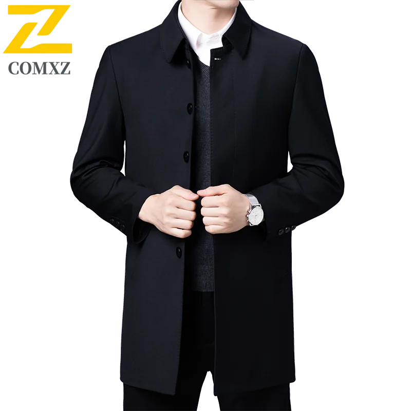 Plus Size Premium TrenchCoat Men 2025 Autumn Classic Long Business Casual Outerwear Light Luxury Lapel Breathable Jackets