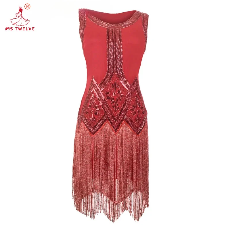 

Sexy Vintage Tassel Sequin for Women, Plus Size Party Evening Gown, Christmas Dinner Prom Dress