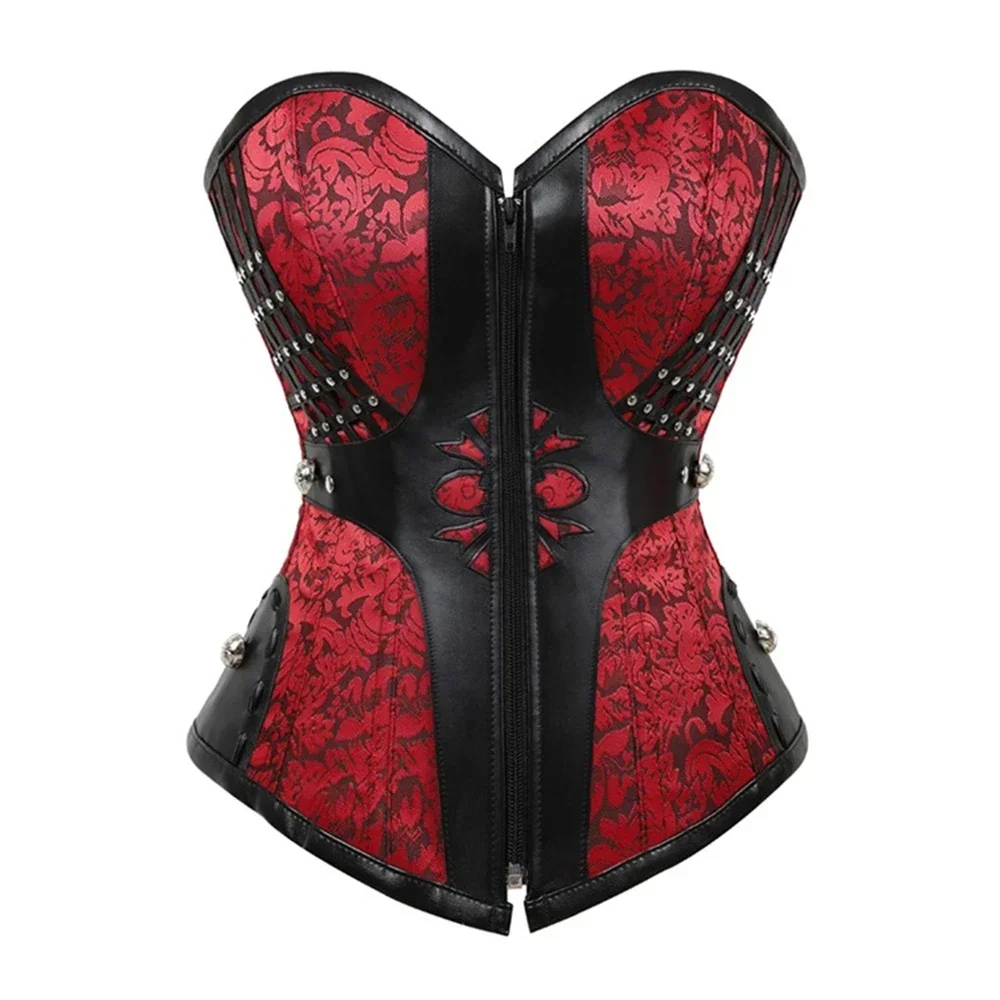 Steampunk Korsetts Bustiers Frauen Sexy Mieder Overbust Vintage Leder Korsett Outwear Plus Größe Halloween Kostüme