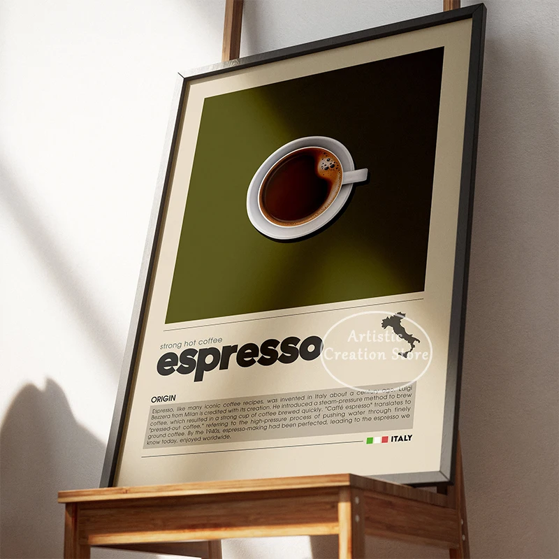 Espresso Cappuccino Latte Poster Minimalist Italian Coffee Wall Pictures Prints Canvas Painting Art Kitchen Room Home Decor