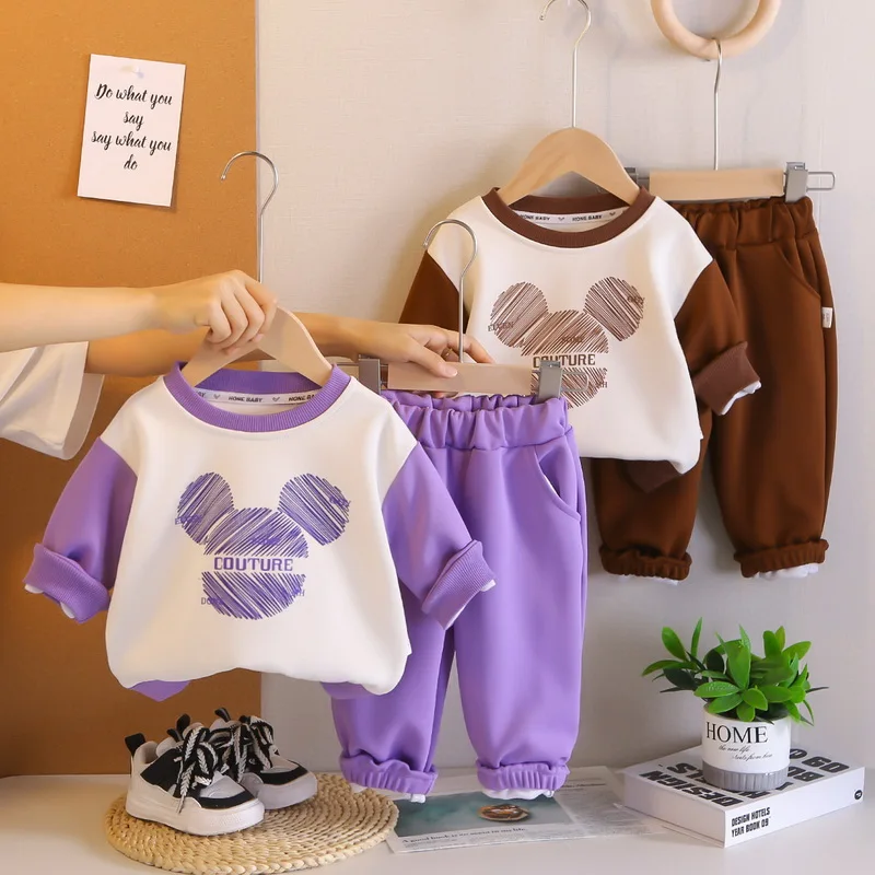 

Комплект из 2 предметов для девочек 1-5 лет: модные весенние толстовки и брюки, спортивный костюм для малышей, детский уличный спортивный костюм для бега