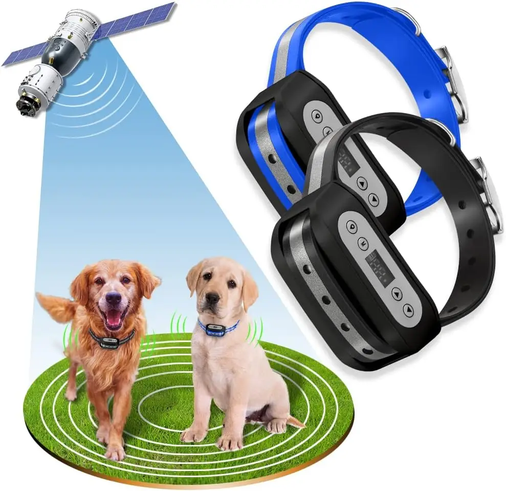 GPS Wireless Dog Fence System for 2 Dog, Electric Satellite Technology Pet Containment System by GPS Signal Boundary Pets with W