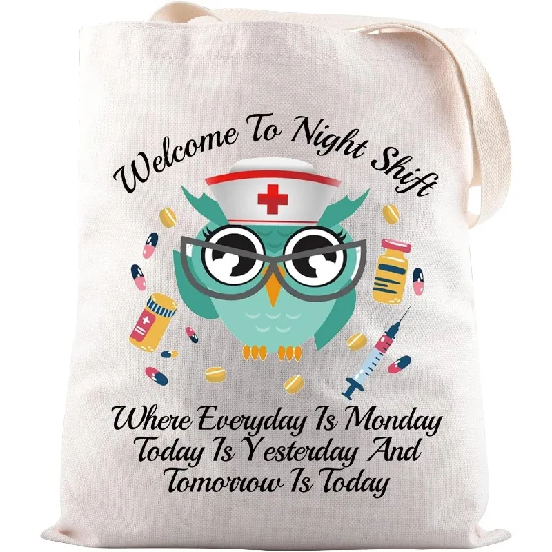 Tote Bag Nurse Gift Welcome to Night Shift Tote Bag Night Shift Worker Gift Women's Large Capacity Shoulder Bag Fashion