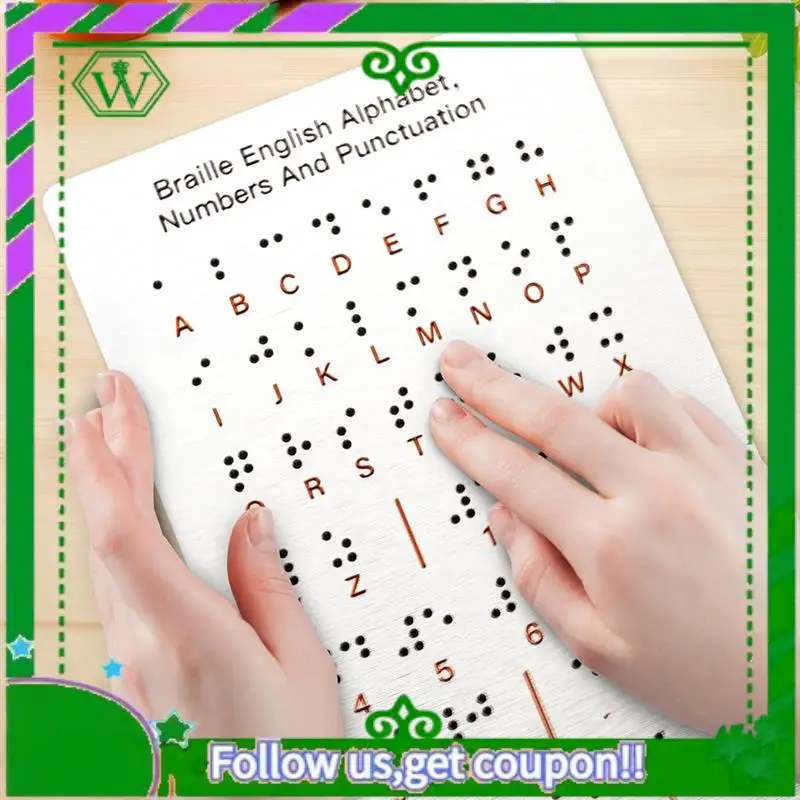 ABIK-Braille Alphabet Board,Raised Dots, For Beginners' Learning Of Numbers& Punctuation, Educational Gift