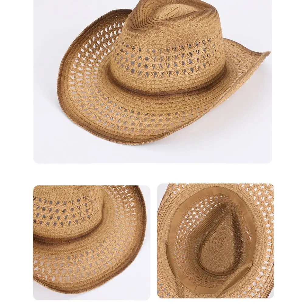 

Vintage Summer Sunscreen Straw Hat Ethnic Style Wide Brim Sun Hat Hollow Out Retro Grass Hat Climbing