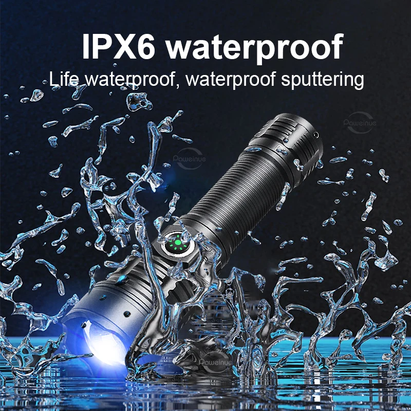 High Power LED Military Tactical Flashlight Army Police Portable Rechargeable USB Torch Outdoor Hunting Self-Defense Flashlight