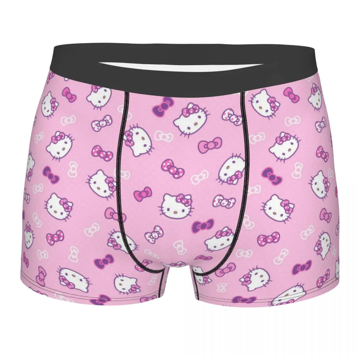 Personalizado divertido patrón de Hello Kitty Boxers pantalones cortos bragas calzoncillos masculinos calzoncillos transpirables ropa interior