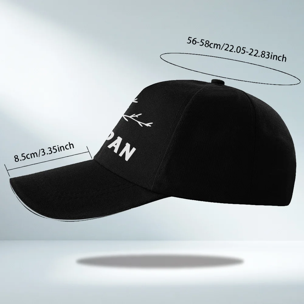 Japan Sakura Branch Print Baseball Cap Minimalist Japanese Cherry Blossom Letter Hat Adjustable Black Casual Dad Cap
