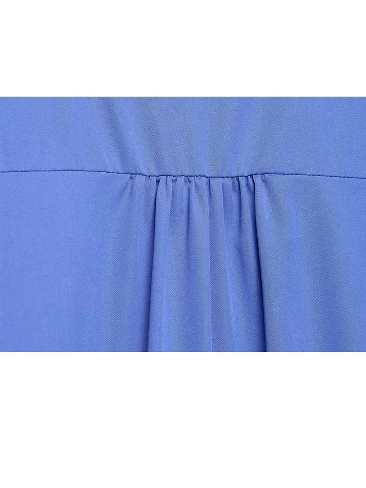 HH Damesmode Vintage Poplin-shirt met ronde hals en ballonmouwen Vrouwelijke High Street Casual Rits Lange mouw Pullover Tops Mujer