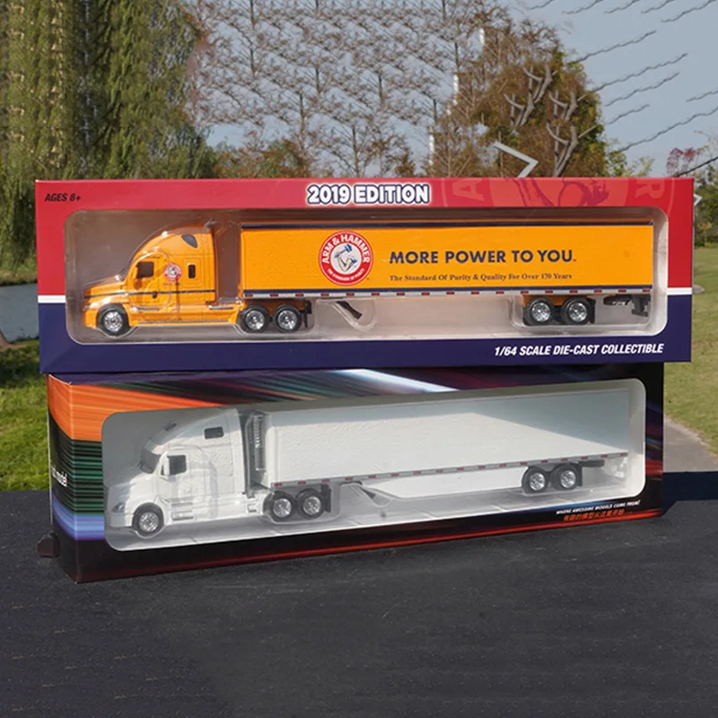 1:64 Scale Diecast Alloy American Style Trailer Container Truck Toys Cars Model Classic Adult Collectible Souvenir Gifts Display