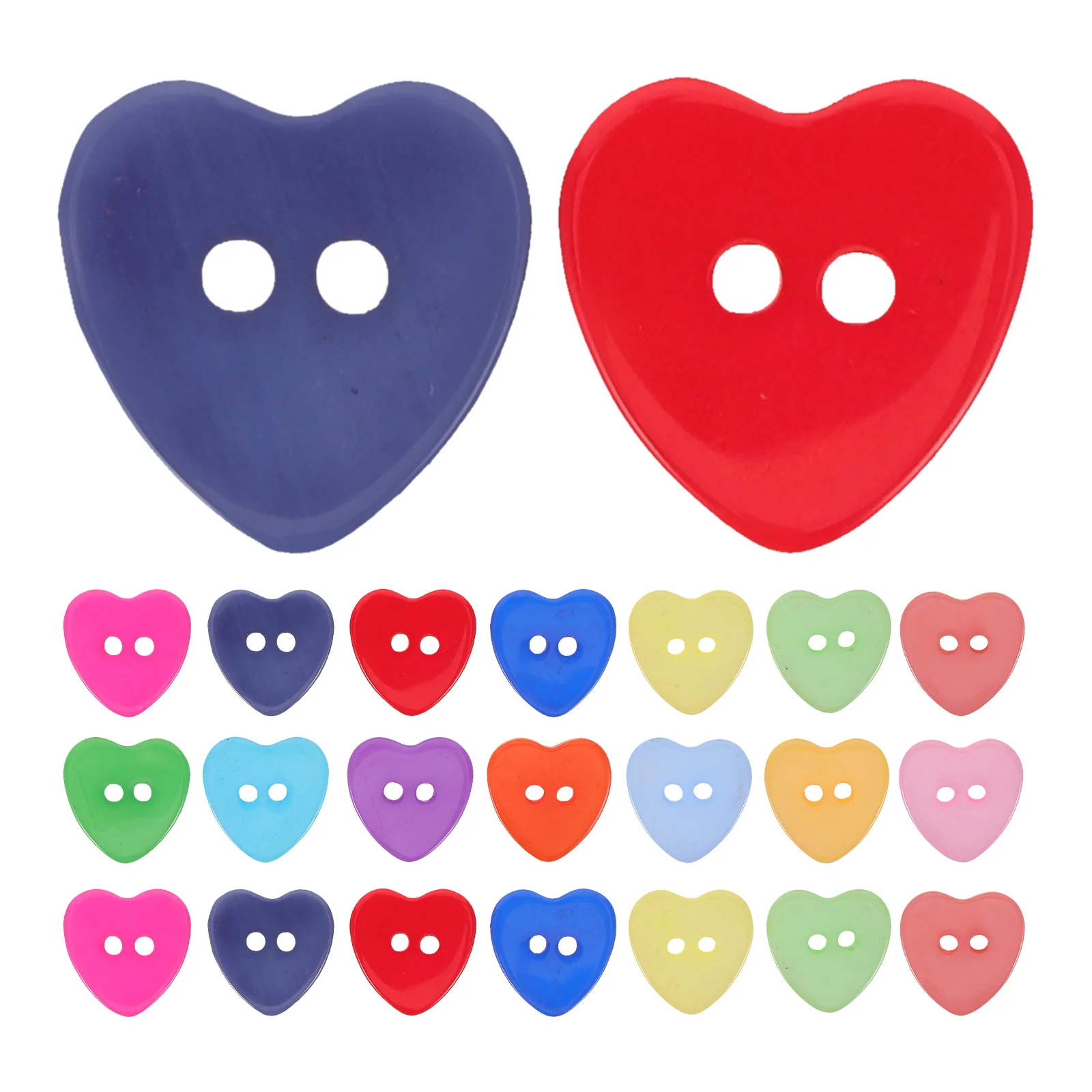 

300pcs Heart-Shaped Resin Buttons Assorted Colors 2-Hole Sew-On Fasteners For Clothing Crafts Knitting Diy Garments Bulk Craft
