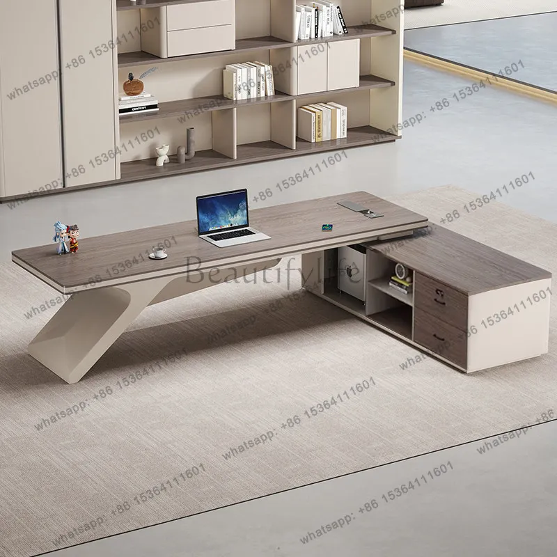 Classic Unique Office Desk Designer White Classic Storage L Shape Computer Desks Solid Wood Mesa