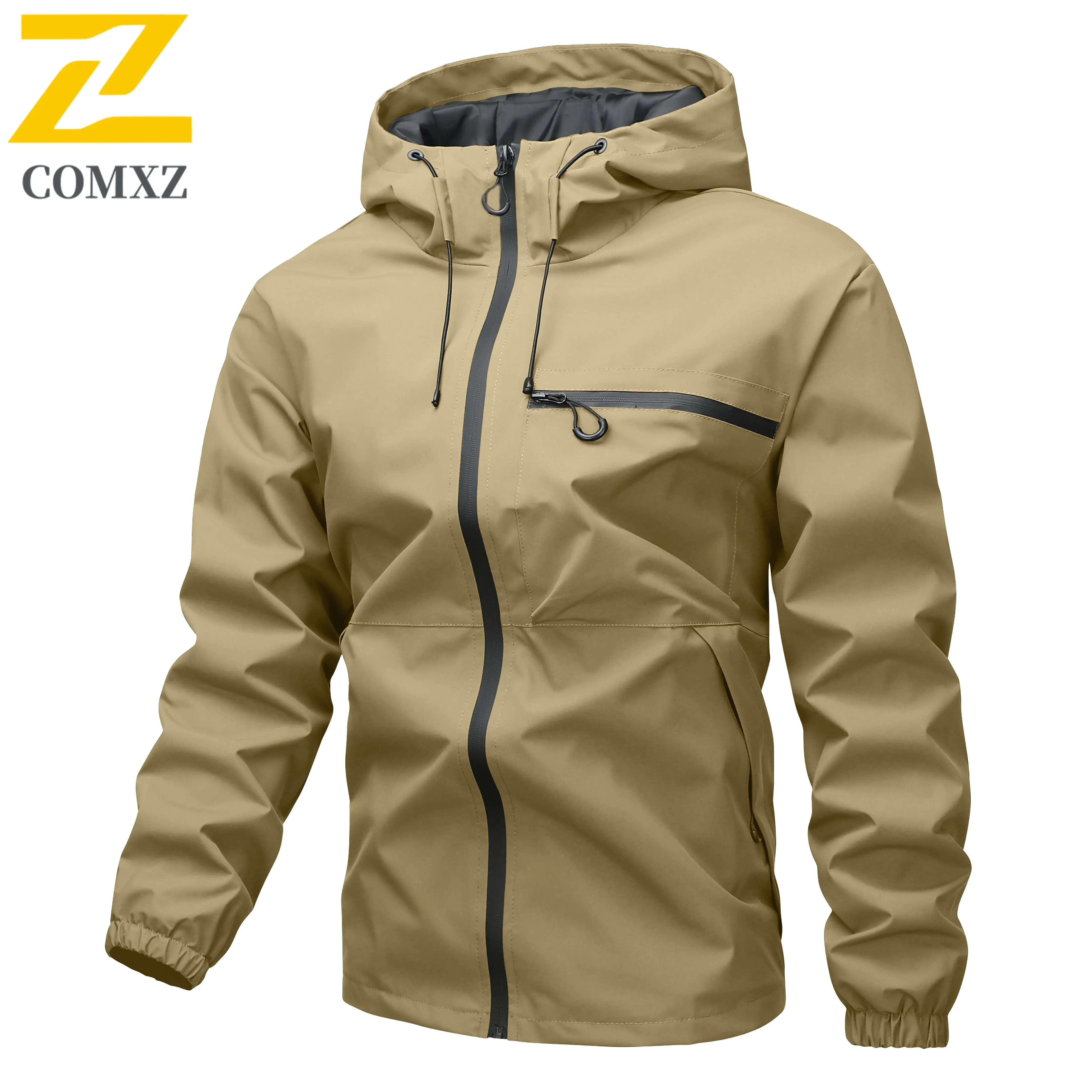 

Mountain Hiking Jacket Mens Autumn 2025 New Casual Zipper Pocket Waterproof Windproof Windbreaker Men Camping Riding Hooded Coat