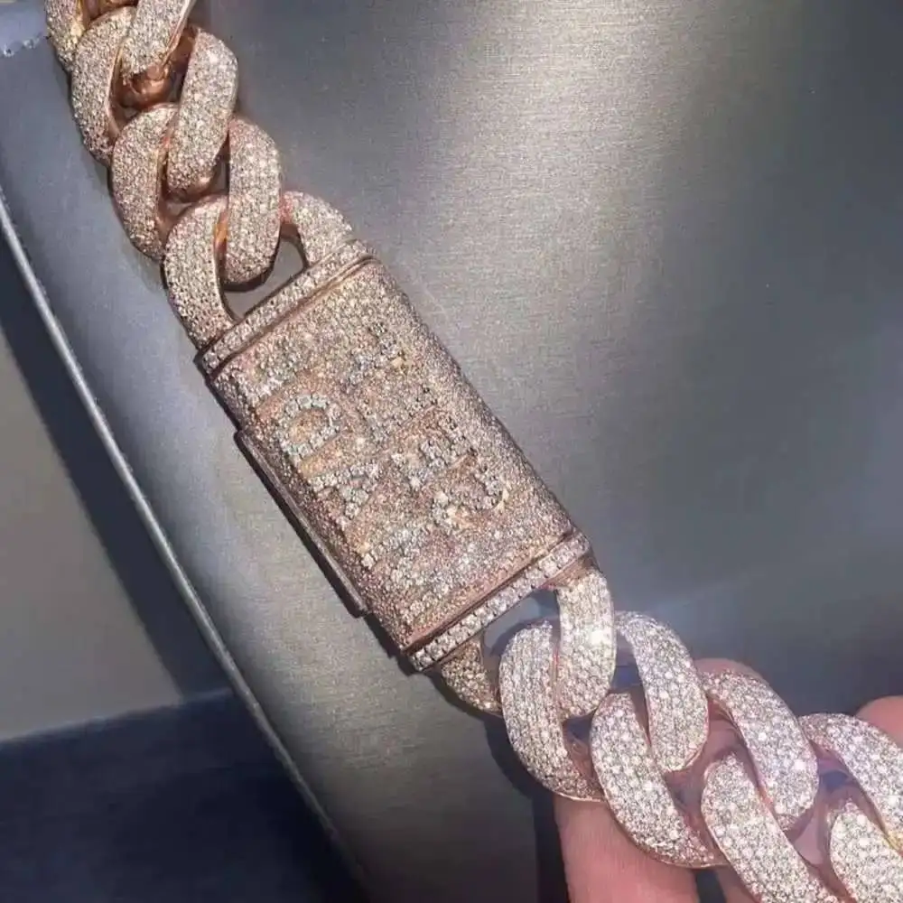 

Iced Out 20 Mm Vvs Moissanite Diamond Thick Cuban Link Chain 925 Sterling Silver 24 Inches Cuban Necklace for Men Gifts