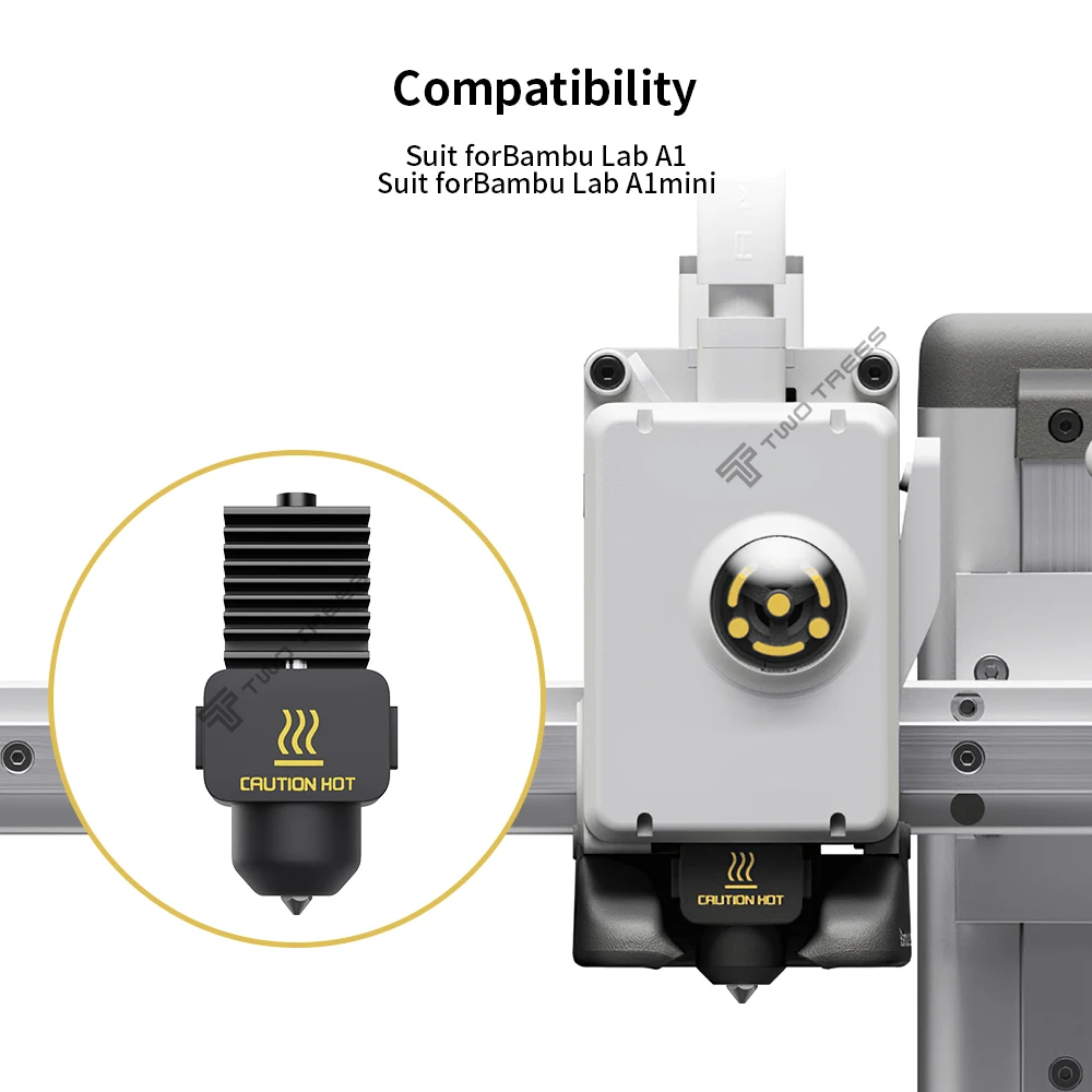 For Bambulab A1 Mini Hotend Kit 0.2/0.4/0.6/0.8MM Nozzle Hardened steel For Bambu Lab A1 Hotend Nozzle Assembly 3D Printer Parts