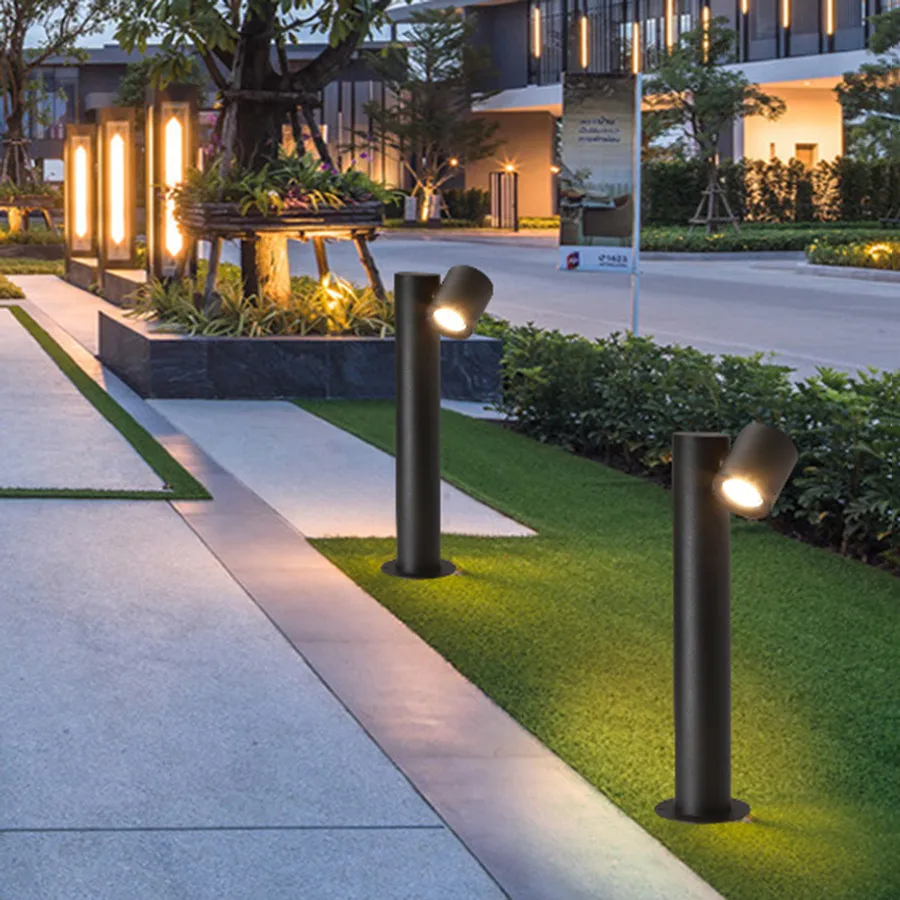 9W/12W Waterproof LED Garden Pathway Lawn Light GU10 Aluminum Pillar Light Outdoor Villa Courtyard Landscape Bollards Lamp