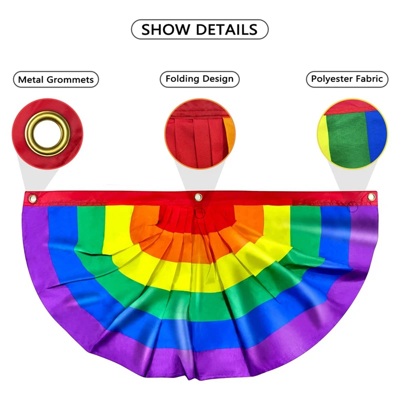 6 Pieces Pride Pleated Fan Flag Rainbow Bunting 1.5X3 Ft Banner Gay Decorations Party Supplies LGBTQ Proud Wall Decor