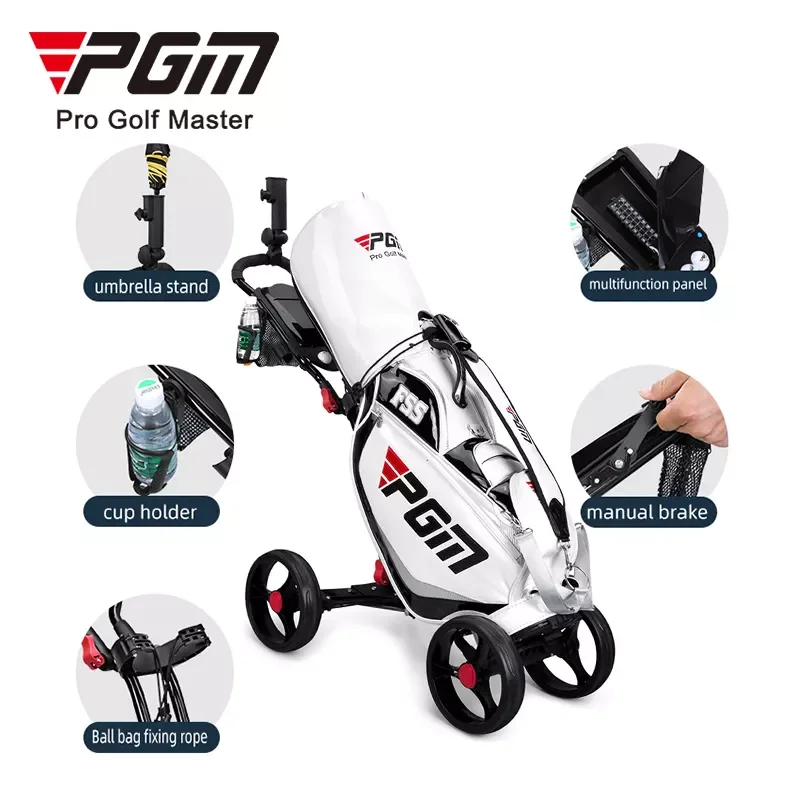 4-Wheel Aluminum Folding Golf Trolley, EVA Durable Frame, Lightweight Smooth Roll, Compact for Course Transport and Storage