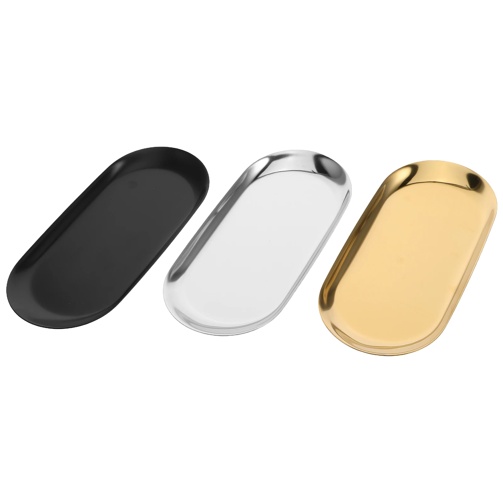 

3 Pcs Tray Stainless Steel Jewelry ganizer Plate Nordic Design Storage Solution Metal Dresser Tray Decor Accessories